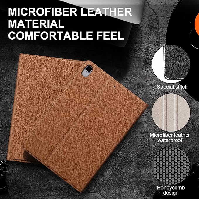 Case for iPad mini 7 (A17 Pro) 2024, iPad mini 6th Generation 2021, Leather Protective Shockproof Smart Cover Adjustable Stand - Auto Wake/Sleep and Multiple View Angles,Brown