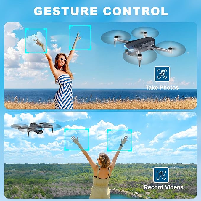 GPS Drone with Camera, 2K HD Drones for Adults, Foldable FPV Drone with GPS Auto Return, Follow Me, Circle Fly, Waypoint Fly, 5G Transmission, Gestures Selfie, Brushless Motor, 2 Batteries,Jet Black