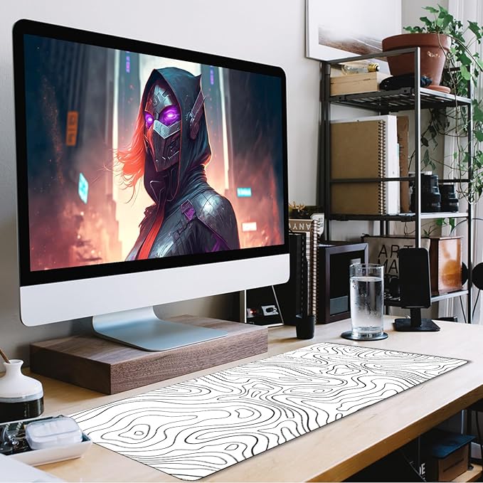 TEDNETGO Extra Large Mouse Pad, Gaming Mouse Pad, Waterproof Extra Large Mousepad with Stitched Edges, Non-Slip Base Keyboard Pad for Gamer, Office & Home, 31.5 x 15.8, Black Lines