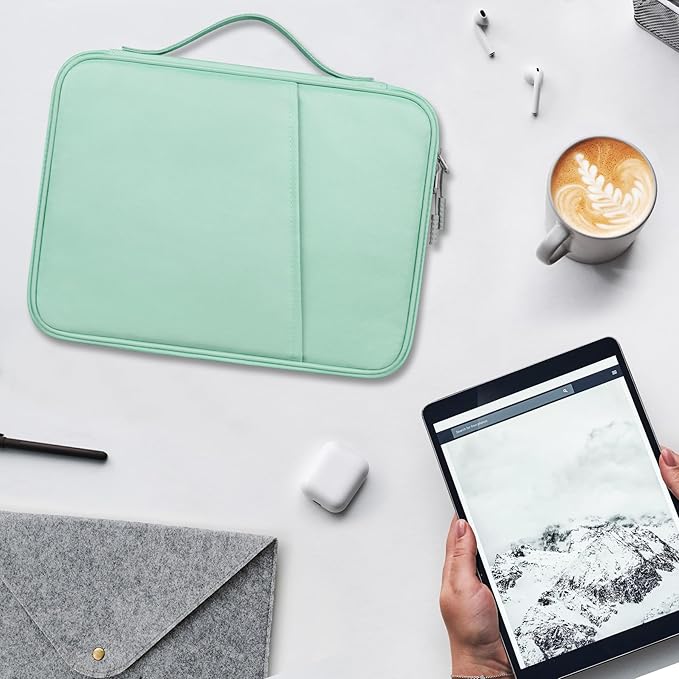 Lacdo Tablet Sleeve Bag Carrying Case for 11 inch iPad A16 / 11 inch iPad Air M4 M3 M2 / 11" iPad Pro M5 M4 / 10.9" iPad / 10.2" iPad / 10.9" iPad Air, 11" Samsung Galaxy Tab A9+, iPad Sleeve, Green