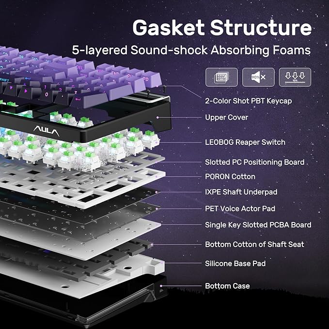 AULA Mechanical Keyboard, Wireless Gaming Keyboards Tri-Mode Bluetooth/2.4G/USB-C Hot Swappable 99 Keys Custom Creamy Keyboard 99 Keys Full Size Computer Keyboards for PC Xbox PS5 MAC
