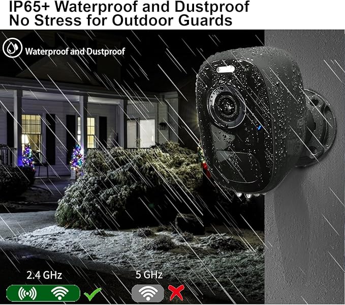 DCT Outdoor Cameras Wireless Magnetic: Battery Powered WiFi Camera for Home Security Outside Color Night Vision House Cameras Motion Detection SD/Cloud Storage Waterproof