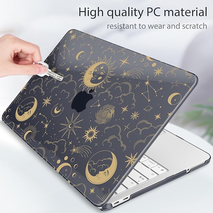 Tuiklol for 2026 MacBook Neo 13 Inch A18 Pro Chip Case, (Model A3404) Anti-Scratch Anti-Drop Slim Hard PC Shell Case with Shockproof Protective MacBook Neo Laptop Cover, Moons and Stars