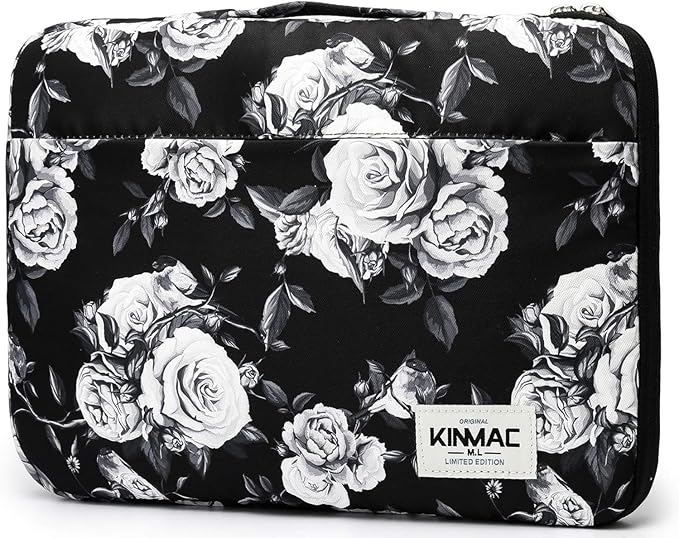 Kinmac 360° Protective Laptop Sleeve Case Bag Cover with Handle for MacBook Pro 16 inch,16 inch HP,Lenovo,Dell,ASUS,Acer Ultrabook and Business Laptop (White Rose)