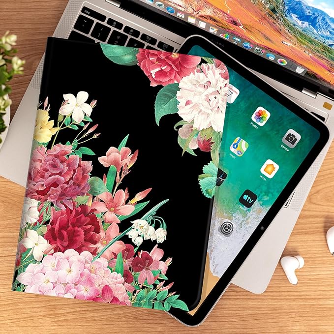 for iPad (A16) 11Th/10Th Generation Case 2025/2022, for iPad A16 Case 11th/10Th Generation 360 Degree Rotating Pencil Holder, Auto Wake/Sleep 4 Viewing Angles Slim Cover, Vintage Flower