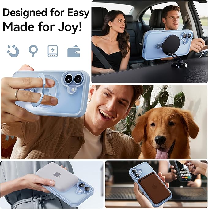 CASEKOO Ultra-Magnetic Stand for iPhone 17 Case [Military Drop Protection] [Compatible with MagSafe] Shockproof Translucent Slim Matte for iPhone 17 Phone Case with Ring Holder 6.3 Inch, Light Blue