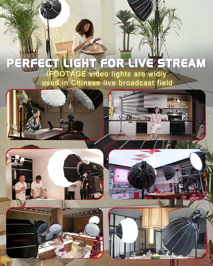 IFOOTAGE LED Video Light SL1 60DN,5600K Daylight Photography Lighting,70W Continuous Output Lighting,Lightweight Video Lighting for Video Recording,Studio,App Control