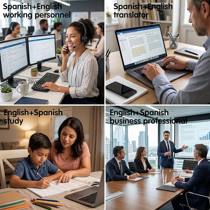 Spanish Keyboard USB Wired - 105 Keys QWERTY ANSI Layout with Ñ Accent Letters, Not fading, Full-Size Teclado Español with Numpad for Typing,Office,Customer Service,PC,Laptop,Desktop - Plug and Play