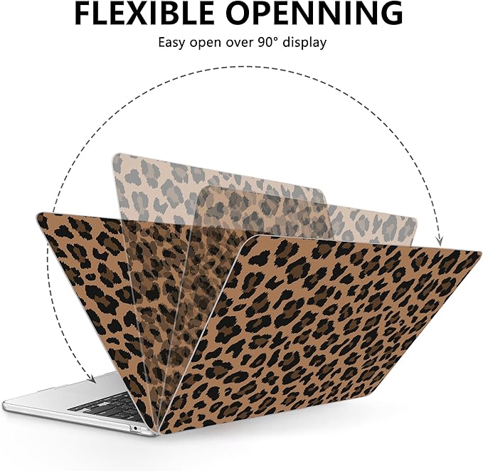 AKIT Compatible with MacBook Air 13 inch Case M5 2026 2025-2022 M4 M3 M2 A3449 A3240 A3113 A2681, Pattern Hard Shell Laptop Case+Screen Protector+Keyboard Cover for Mac Air 13.6 inch, Brown Leopard