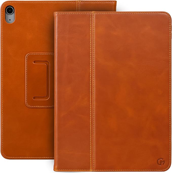 Casemade Real Leather Case Compatible with iPad 11th Gen A16 2025 / 10th Gen (2022) - Full-Grain Leather Cover, Auto Sleep/Wake, Dual Stand Position (Tan)
