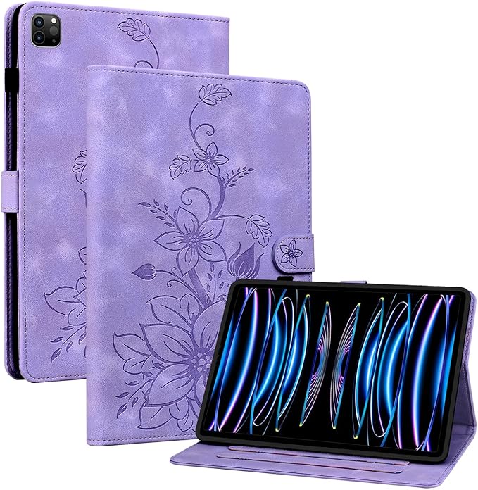 Case for iPad Pro 12.9 inch 6th/5th/4th/3rd Generation 2022/2021/2020/2018, Auto Wake/Sleep Supports Pencil Pro and Pencil(USB-C) Magnetic Clasp Stand, Purple