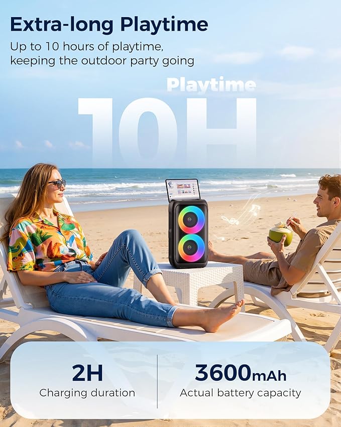 Bluetooth Speaker，Portable Party Speaker with Colorful Lights，Wireless Speaker with HD Loud,Home Theater Systems Support TWS/AUX/USB/TF Card Ideal for Party,Home,Outdoor Camping