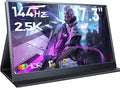 Portable Gaming Monitor, 17.3" 2.5k 144HZ IPS Portable Laptop Monitor, Second Screen Dual USB C HDMI Computer Gaming Display with Speakers & Smart Cover, Travel Monitor for PC Phone PS4/5 Xbox Switch