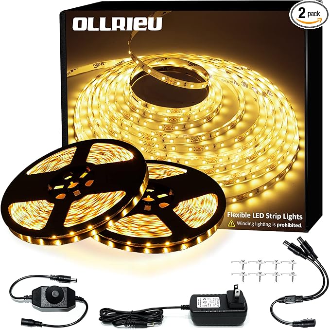 LED Strip Lights 100ft Dimmable 3000K Bright Warm White Strip Lighting, 30M 1800 LEDs 2835 Flexible Ribbon Light 12V LEDs Tape LED Lights for Bedroom Kitchen Home Decoration