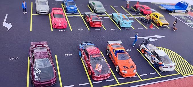 XXL 1/64 Scale Parking Lot Mouse Pad 90x40cm Non-Slip Rollable Desk Mat | Large Diorama Playmat for Hot Wheels, Matchbox, Mini GT, Tarmac, Inno64 and Diecast Car Collectors, Kids and Gamers