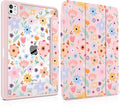 Case for iPad Pro 13 inch (M5) 2025 (M4) 2024 Release Slim Lightweight Cute Light Pink Cover with Clear Back TPU Edge Pencil Holder Trifold Stand, Colorful Flowers