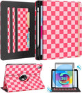Kidcube for iPad 10th Generation Case 2022, for iPad (A16) Case 11th Generation 2025 - for Women Girls Cute Rotating Stand Folio Cover with Pencil Holder & Card Slot Girly Plaid Design Teens Cases
