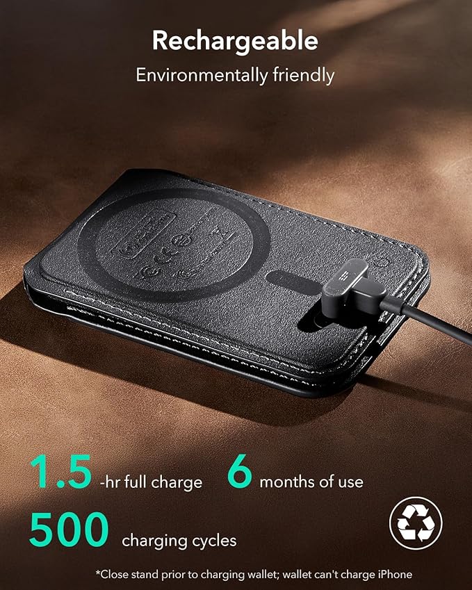 ESR Geo for Magsafe Wallet with Full Find My Functionality,5 Card Holder Stand Grip for Phone Case, RFID Blocking, Magnetic Wallet for iPhone 17e/17/16/15/14/13/12 Series, with Adjustable Stand, Black