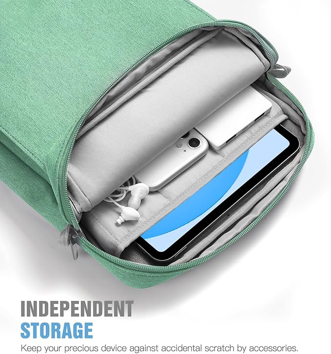 TiMOVO 9-11 Inch Tablet Sleeve Bag with Shoulder Strap for iPad 11-inch A16 2025, iPad 10th Gen. 10.9"/10.2", Galaxy Tab A9+/A11Plus 11", Bodhi Green