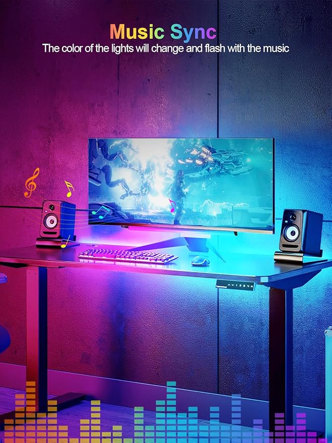 KANTUTOE Monitor Down Light Bar, RGB Screen Desk Light PC, Dimmable LED Dynamic Rainbow Effect, Adjustable Brightness, Speed and Music, Remote Control Color Change, for Game Room