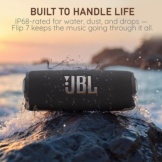 JBL Flip 7 Portable Bluetooth Speaker, IP68 Waterproof, Dustproof, Drop-Proof, PushLock System, AI Sound Boost, 16H Battery – White – Boomph's Comprehensive Ultimate Performance Cloth Solution