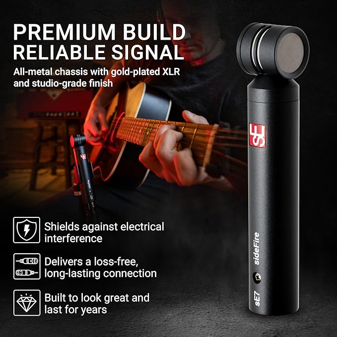 SE ELECTRONICS sE7 sideFire XLR Small Diaphragm Condenser Microphone with 90° Rotated Capsule - Professional Instrument Microphone for Drums & Guitar in Studio or on Stage - Music Recording Mic, Pair