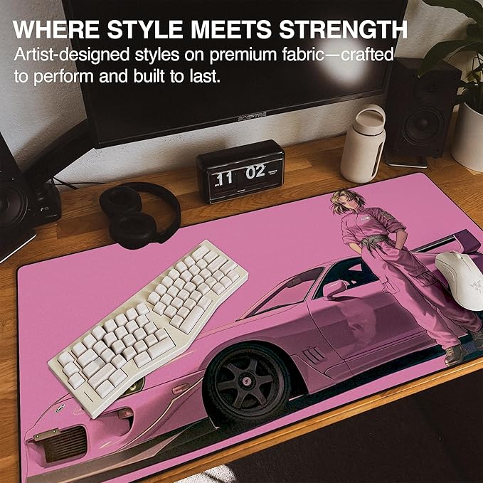 MPCO. Original Large Gaming Desk Mat – 36" x 17" Aeroglyde Manga Motors Shinobu-s-Supra Full Desk Mouse Pad for Smooth Precision – Non-Slip, Washable Extra-Large PC Mouse Pad for Gaming Sessions