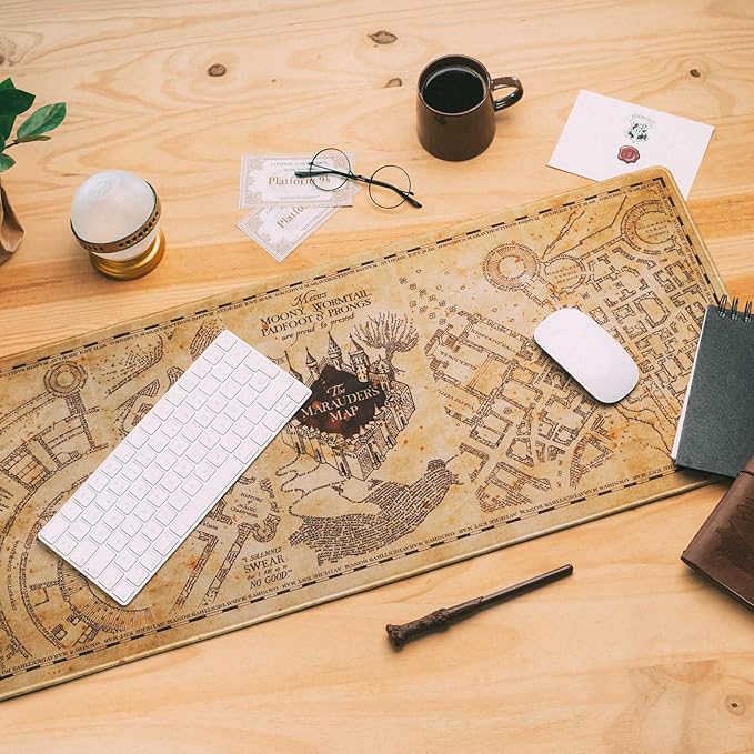 Grupo Erik XXL Mouse Pad Harry Potter Gifts | Gaming Desk Mat 31.5 x 13.8 inches Non-Slip Rubber Mat, Keyboard & Mouse Mat Large | The Marauders Map Gaming Gifts Gamer