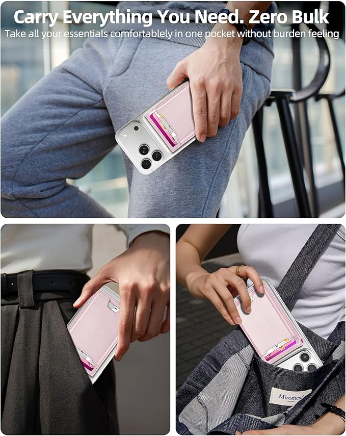 ExtreLife For Magsafe Wallet with Money Clip, Strongest Magnetic Wallet for iPhone 17/16/15/14/13/12 Series, Adjustable Stand, ID Window, 5 Card Holder, RFID Blocking, Not for 13/12 Mini, Pearl Pink