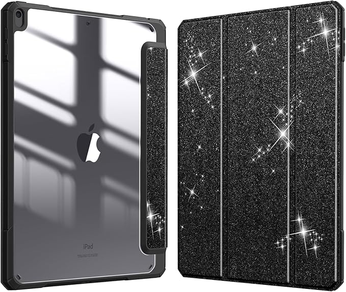 Fintie Hybrid Slim Case for iPad Air 3rd Generation 10.5" 2019 / iPad Pro 10.5 Inch 2017 - [Built-in Pencil Holder] Shockproof Cover with Clear Transparent Back Shell (Glittering Black)