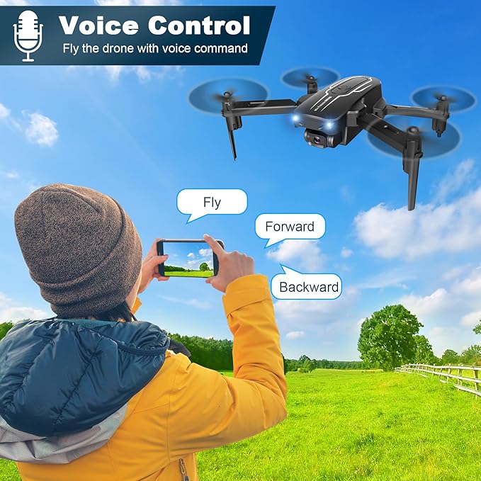 Mini Drone with Camera for Adults Kids - 1080P HD FPV Camera Drones with 90° Adjustable Lens, Gestures Selfie, One Key Start, 360° Flips, Toys Gifts RC Quadcopter for Boys Girls with 2 Batteries