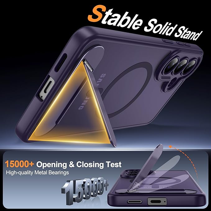 Magnetic for Samsung Galaxy S26+ Plus Case, [Compatible with MagSafe][Full Camera Protection][Built-in Invisible Kickstand] Translucent Matte Phone Case for S26 Plus 6.7" - Purple