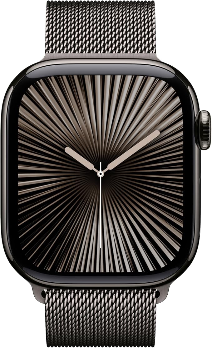 Apple Watch Series 10 [GPS + Cellular 42mm case] Smartwatch with Slate Titanium Case with Slate Milanese Loop. Fitness Tracker, ECG App, Always-On Retina Display, Carbon Neutral