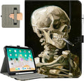 for iPad (A16) 11Th/10Th Generation Case 2025/2022, for iPad Case 11Th/10Th Generation, 10Th/11Th Gen iPadCase Cover Pencil Holder/Hand Strap/Pocket/Adjustable Stand, Halloween Skull