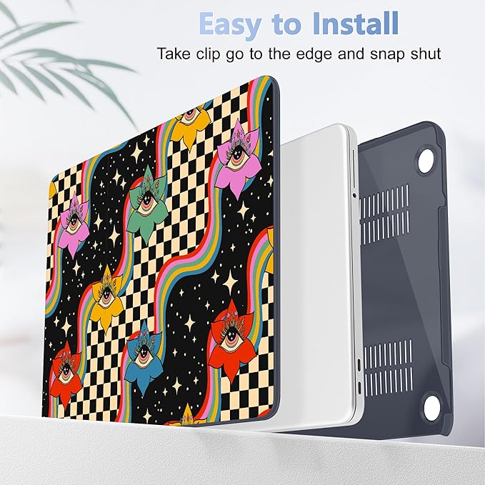 Tuiklol for 2026 MacBook Neo 13 Inch A18 Pro Chip Case, (Model A3404) Anti-Scratch Anti-Drop Slim Hard PC Shell Case with Shockproof Protective MacBook Neo Laptop Cover, Flowers & Eyes