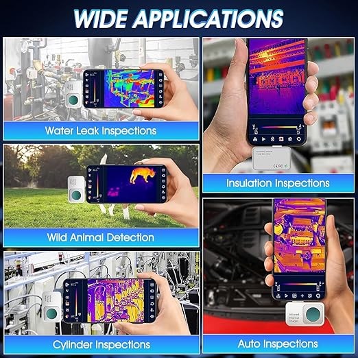 Thermal Camera for Android, 256 x 192 IR Resolution Thermal Imager 25Hz Rate -15℃ to 600℃ Temp Range Optimized Temperature Accuracy, Works for Smartphones and Tablets (not for iOS)