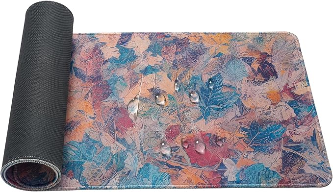 Colored Leaf Mouse Pad,Large Mouse Pad, Soft Rubber Base, Non-Slip Surface,31.5x11.8x0.12inch Long Computer Keyboard Mouse Mat,Office Desk Mat,Gaming Mousepad