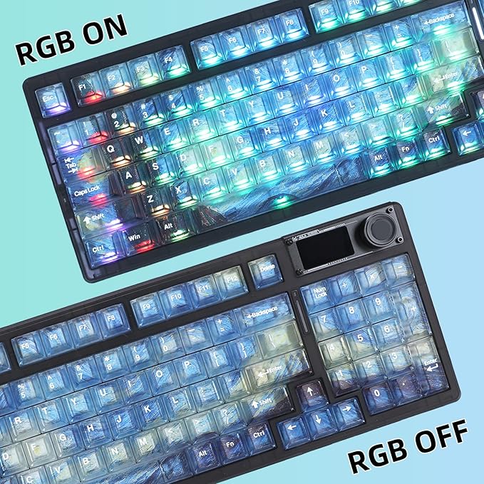 Clear Themed Keycaps, 136 Keys Shine Through Keycaps, PC Transparent Key Cap, Cherry Profile Custom Key Caps for Mx Switches Mechanical Gaming Keyboards (Starry Night Theme)