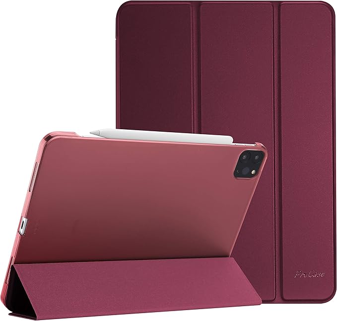 ProCase Smart Case for iPad Pro 12.9 2022/2021/2020/2018, Slim Stand Hard Back Shell Smart Cover for iPad Pro 12.9" 6th Gen/5th Gen/4th Gen/3rd Gen -Wine