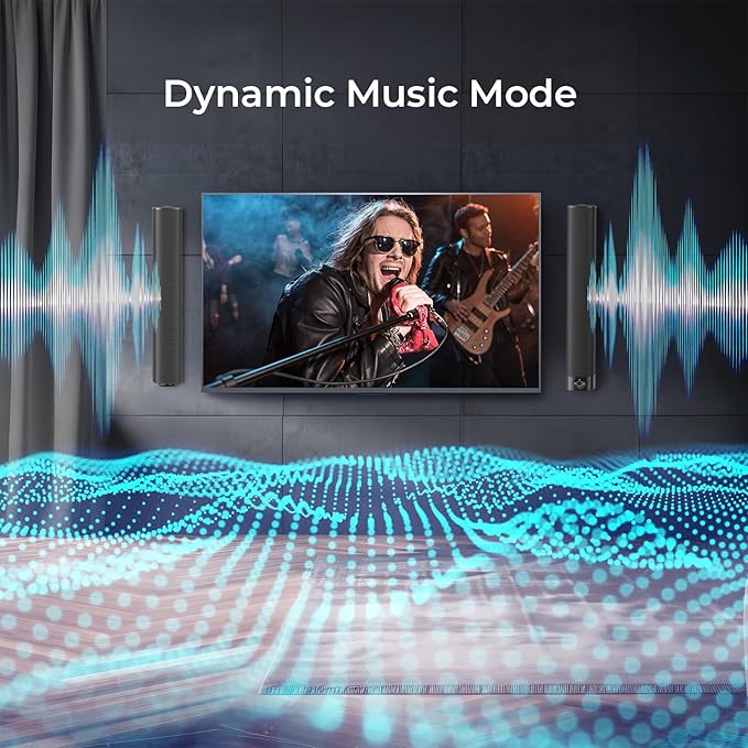 Sound Bar for Smart TV, Soundbar with Bluetooth/ARC/Opt/AUX Connect, Auto Volume Boost, 3 Equalizer Modes, 2 in 1 Detachable Soundbar for TV/PC/Gaming/Projectors