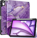 Soke Case for New iPad Air 11 Inch (M4/M3/M2, 2026-2024), iPad Air 5th/4th Generation 10.9 Inch (2020-2022) with Pencil Holder, Soft TPU Back Cover & Auto Sleep/Wake, Purple Marble