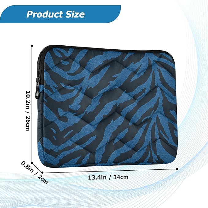 Laptop Case Sleeve, Black Blue Tiger Print Wild Animal Shockproof Protective Computer Carrying Cover, Briefcase Handbags 13-13.3inch Laptop Sleeve Bag