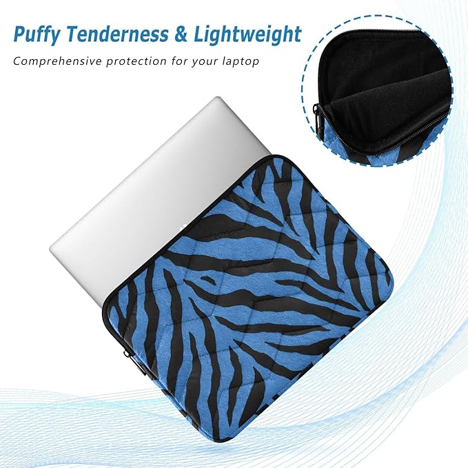 Laptop Case Sleeve, Blue Tiger Print Black Wild Animal Shockproof Protective Computer Carrying Cover, Briefcase Handbags 13-13.3inch Laptop Sleeve Bag