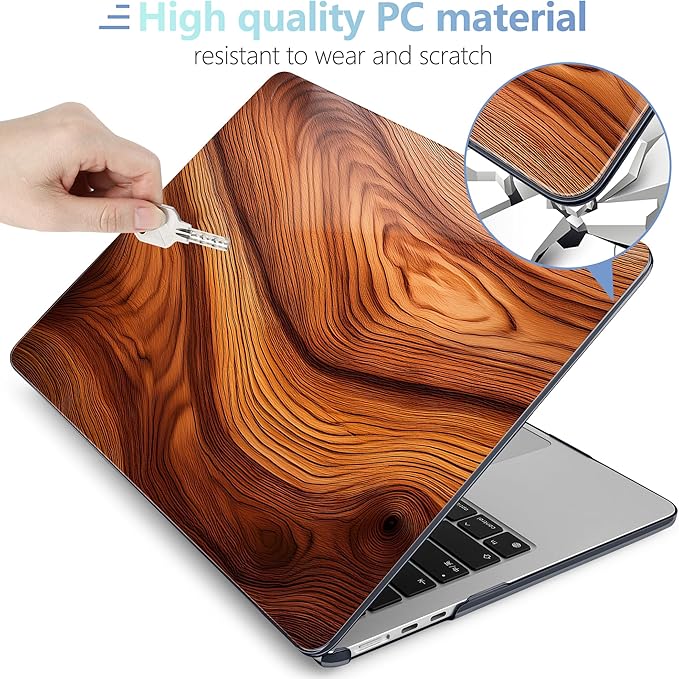 MEEgoodo Case for M5/M4/M3/M2 MacBook Air 15 inch Case 2026 2025 2024 2023, Laptop Shell Fit Model (A3448/A3241/A3114/A2941) for MacBook Air 15.3-inch, Tree Rings