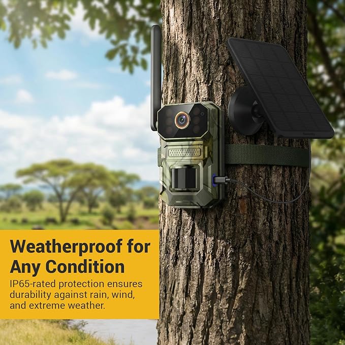 Hubposh 4G LTE Cellular AI Security Camera with Solar Panel, 1080p Outdoor Cameras for Home Security, Night Vision, Live View, Two-Way Talk, IP65, Built-in SIM Card, Unlimited Plan (Sold Separately)