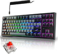TECWARE Phantom+ Elite 87 Mechanical Gaming Keyboard | RGB LED Backlit | Hot Swappable Wraith Red Switches | 87 Key TKL Layout | Thocky Sound Profile | Tri-Mode Wireless Bluetooth/2.4GHz | Black