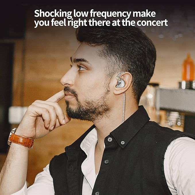 CCA CRA in Ear Monitors Headphones with Microphone Wired Extra Bass Earbud, Dynamic Driver Earphone with Detachable Cable, Noise Isolating Headphone with 3.5mm Jack for Singers Musicians (White)