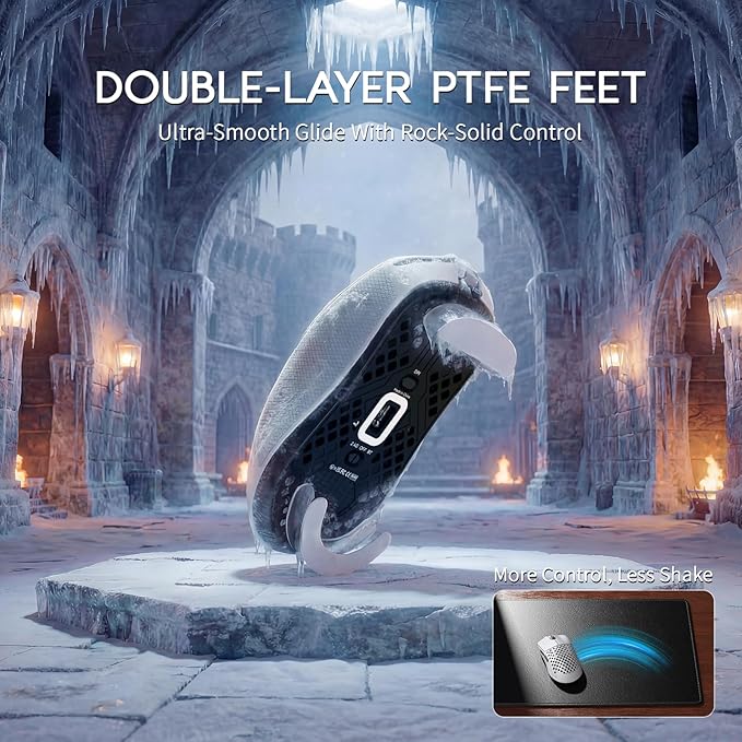 ATTACK SHARK M2 Wireless Gaming Mouse,41g Ultra-Lightweight Carbon Fiber,40,000 DPI,PAW3395PRO Sensor,Wired/BT/2.4GHz Wireless Programmable Mice Griptape for PC/Mac(White)