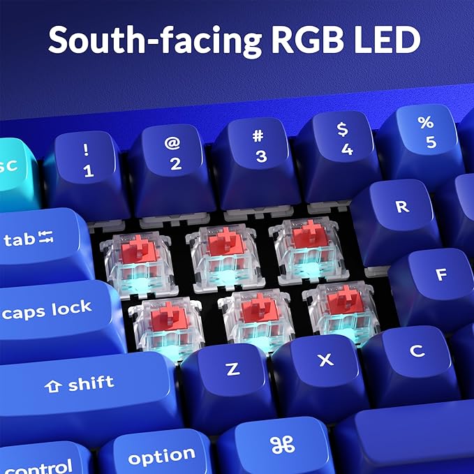 Keychron Q4 Wired Custom Mechanical Keyboard, QMK/VIA Programmable Macro, Full Aluminum, Hot-Swappable Gateron G Pro Red Switch, 60% Layout Double Gasket Compatible with Mac and Windows - Blue