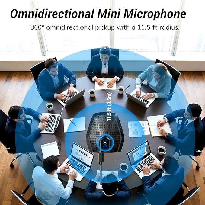 TONOR Conference Microphone with AI Noise Canceling, USB Mic for Teleconference, Condenser Mic for Work at Home, Volume Adjustment, Compatible with Windows and Mac, Desktop PC and Laptop, G11 PRO